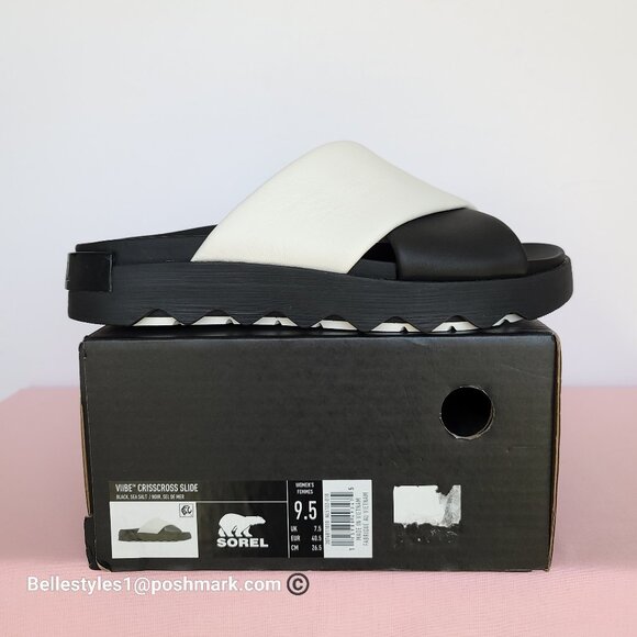 SOREL Viibe Criss-Cross Platform Smooth Leather Women’s Slide- Size 9.5 ⭐ - Picture 16 of 16